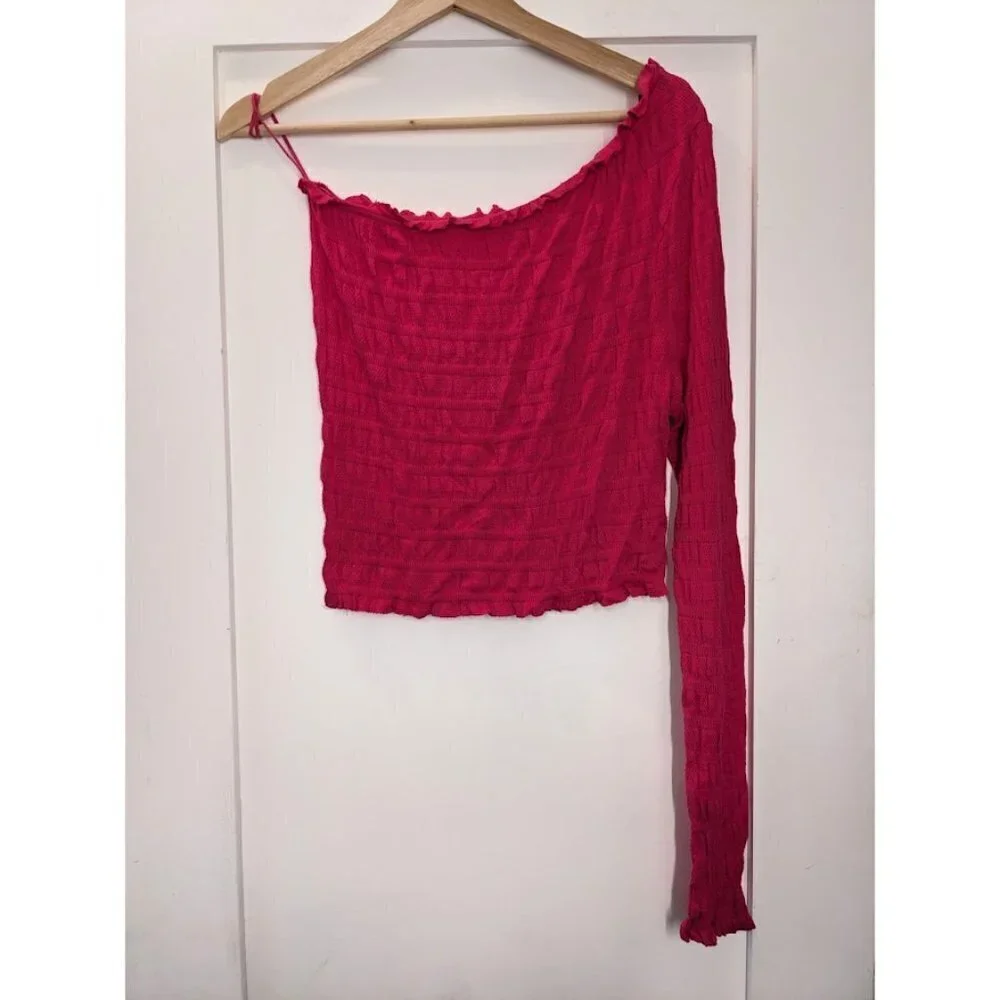 NEW Free People | Jasmine Shirred One Shoulder Top in pink US